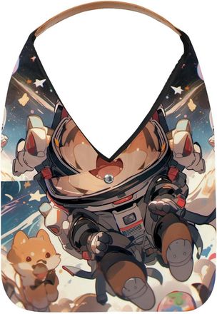 Generic Cute Space Dog Reusable Lightweight Grocery Bags - Foldable Into Compact Pouch, Washable & Sturdy, Multipurpose for Shopping and Travel