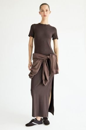 H&M Long T-shirt Dress in Dark Brown at Nordstrom, Size X-Large