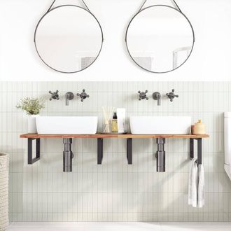 Berkfield Home Bathroom Vanity Top Oil Finished 140x50x2 cm Solid Wood Acacia in Brown | Size: 140 x 50 x 2 cm