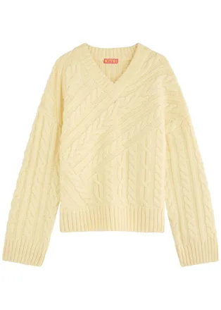 Kitri Everly Cable-knit Jumper - Yellow - S (UK8-10 / S)