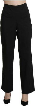 Bencivenga Elegant High Waist Black Pants - Dames - Wijde Broeken - Zwart - XL - Katoen - Broeken