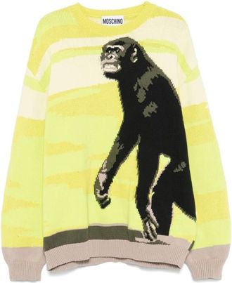 Moschino Truien & Vesten, Heren, Groen, L, Lime Green Crew Neck Sweater