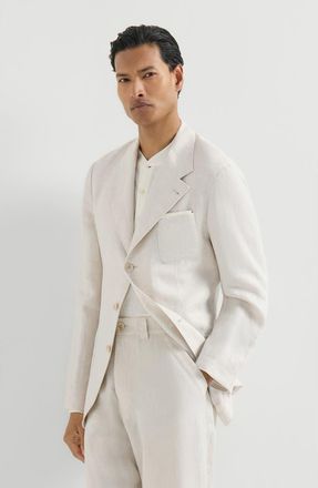 Brunello Cucinelli Chevron unlined blazer in Shell at Nordstrom, Size 44 It