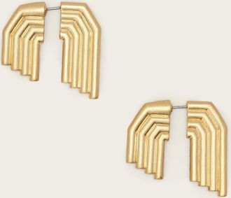 AllSaints Brass Janna Front Back Earrings, Size: One Size