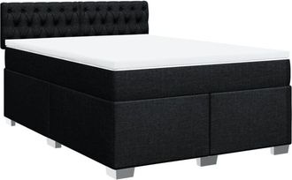vidaXL Cama Box Spring Con Colch&oacute;n Tela Negro 140x200 Cm Vidaxl