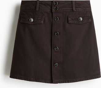 H&M Kurzer Jeansjupe in A-Linie - Brown