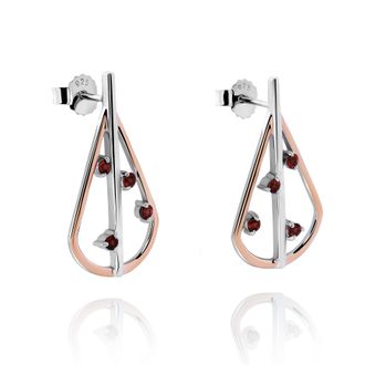 Orphelia Sacha WoMens 925 Sterling Silver Drop Earrings - Silver/Rose ZO-7496 - Silver & Rose Gold - One Size