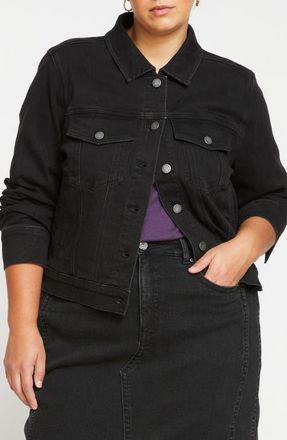 Universal Standard Kelsey Denim Jacket in Broken Black at Nordstrom, Size 4Xl