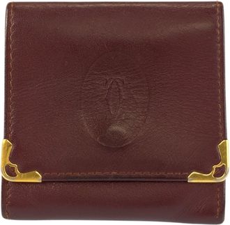 Cartier Bordeaux Leather Coin Purse/Coin Case (Pre-Owned)