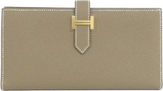 Herm&egrave;s Etoupe Gray Epsom Leather Long Wallet (Bi-Fold) (Pre-Owned)