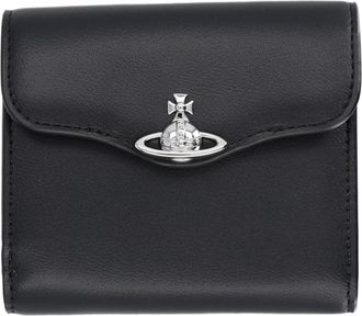 Vivienne Westwood Black Compact Silver-Emblem Polyester Wallet