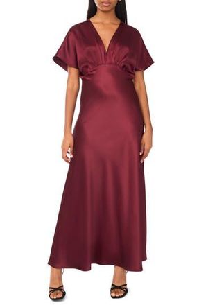 CeCe by Cynthia Steffe Dolman Sleeve Satin Cocktail Midi Dress in Bright Cherry/Ant White at Nordstrom Rack, Size 8