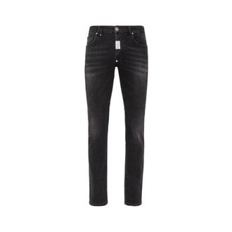 Philipp Plein Slim-fit Jeans, male, Black, Size: W36 Zip and Button Fastening Jeans with Pockets