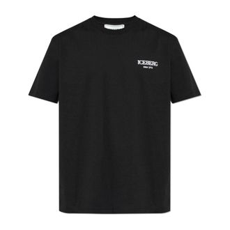 Iceberg T-Shirts, male, Black, Size: 2XL T-Shirt with Embroidered Logo