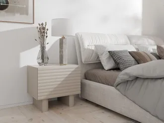 VENTE-UNIQUE.COM Mesita de noche 1 puerta - mdf - beige - ludima