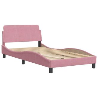 vidaXL Cama Con Cabecero Sin Colch&oacute;n Terciopelo Rosa 100x200 Cm Vidaxl