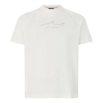 Paul & Shark Cotton T-shirt with print - male - Paul & Shark - T-Shirts - White - XL - Tops