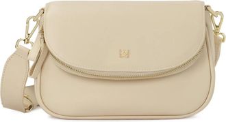 Kazar Roomkleurige handtas met een zak in de klep - Dames - Schoudertassen - Beige - ONE Size - Leer - Tassen