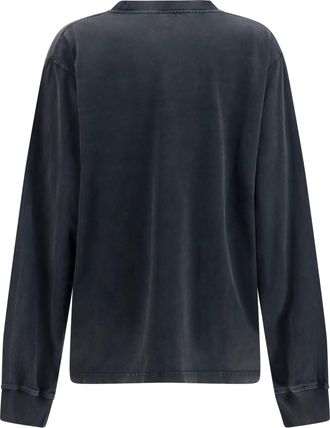 Alexander Wang Womens Long-Sleeve T-Shirt Washed Black Cotton T-Shirts & Jerseys