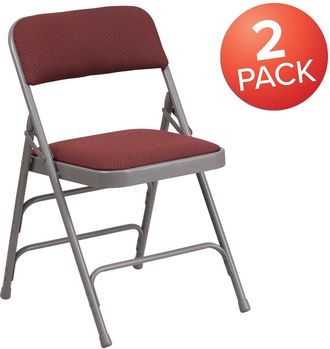 Flash Furniture 2 Pack Triple Braced & Double Hinged Burdy Fabric Metal Folding Chair