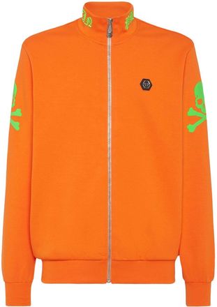 Philipp Plein embroidered bomber jacket - men - Cotton/Polyester/Cotton/Elastane - XXXXL - Orange