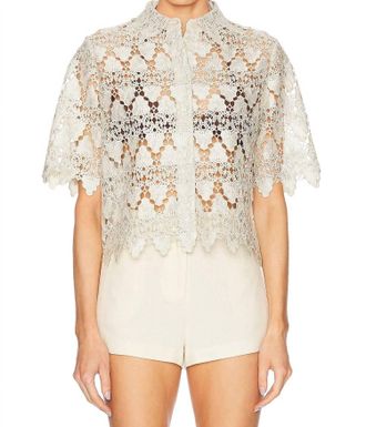 Frame Denim Lace Button Up Shirt In Ecru