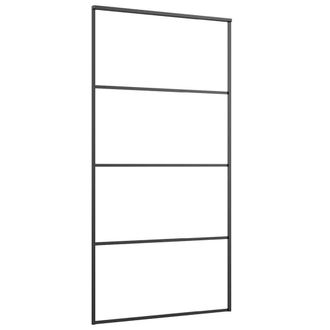Berkfield Home Sliding Door Frosted ESG Glass & Aluminium 102.5x205 cm Black