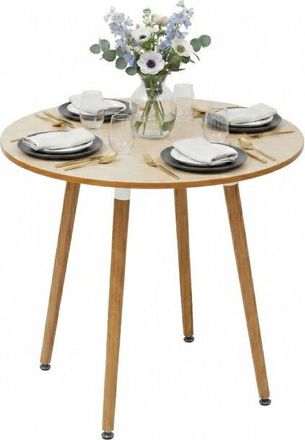 Relaxdays Relaxdays Dining Table, Round, H x D: 75 x 80 cm, MDF & Bamboo, seats 4, 100 kg, Scandinavian Dining Table, Natural