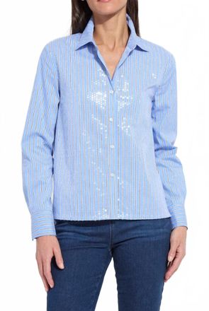 Lyss&eacute; Mila Sequin Stretch Shirt In Luminious Stripe