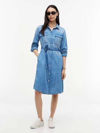 Tommy Hilfiger Womens Belted Denim Utility Shirtdress - Medium Wash - XXL