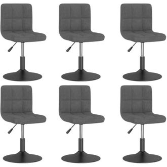 vidaXL Vidaxl - Sillas De Comedor Giratorias 6 Unidades Terciopelo Gris Oscuro