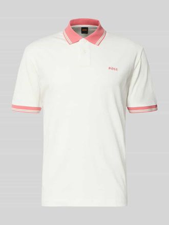 Boss Orange by Hugo Boss BOSS Orange Regular Fit Poloshirt aus reiner Baumwolle Modell BLOCKS in Offwhite, Gr&ouml;&szlig;e XXXL