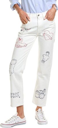 Madewell Embroidered Slim Boyfriend Tile White Jean