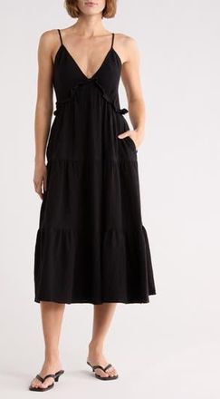 LBLC The Label Daisy Cotton Tiered Sundress in Black at Nordstrom Rack, Size X-Small