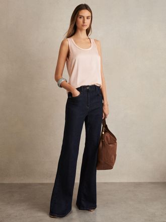 Reiss Riley Nude Silk Front Vest, L, Beige