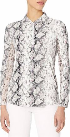 Petit Pois by Viviana G Snake Patterned Mesh Turtle Neck Sleeve In Cream/silver