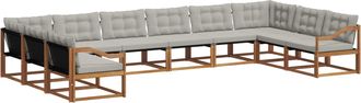 vidaXL Conjunto De Sof&aacute;s De Exterior 10 Uds. Gris Natural Y Claro Vidaxl
