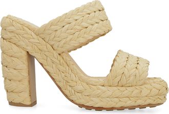 Bottega Veneta Womens Canalazzo Raffia Mules Cream Raffia; Leather; Rubber Sandal