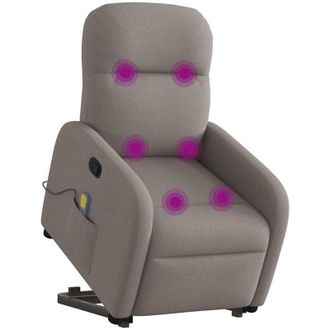 vidaXL Vidaxl - Sill&oacute;n Reclinable De Masaje Elevable Tela Gris Taup&eacute;