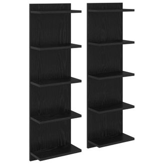 vidaXL Estante De Pared 2 Uds. Roble Negro 30 X 15 X 100 Cm Vidaxl