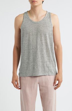 Alex Crane Linen Tank in Lines at Nordstrom, Size Xx-Large