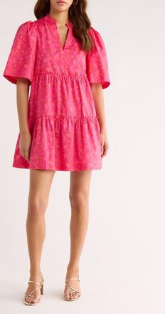 Sugarlips Gibson Dixie Tiered Cotton Dress in Magenta-Pink at Nordstrom, Size X-Large