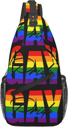 Generic Pride Rainbow Gay Sling Bag Breathable Cross Body Bag With Zipper Backpack For Shopping Runner Traveling