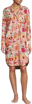Lands End Plus Size Cotton Poplin Long Sleeve Sleepshirt Nightgown in Tropical Stamp/white at Nordstrom, Size 3X