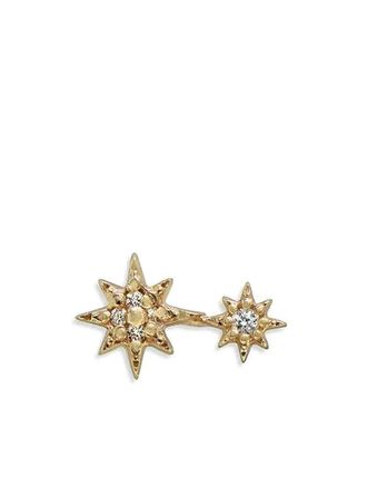 Anzie 14K yellow gold Aztec North Star Double diamond stud earring - women - 14kt Yellow Gold/Diamond - One Size