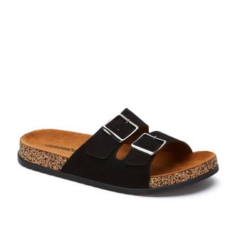 Andrea Womens Double Buckle Strap Sandals In Black