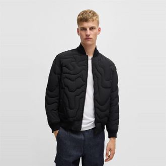 HUGO BOSS Mens Omapy Bomber Jacket in Black - Size Medium
