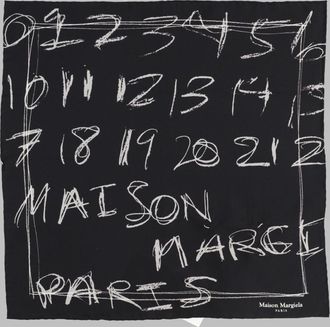 Maison Margiela Artistic Black Silk Foulard with Handwritten Print