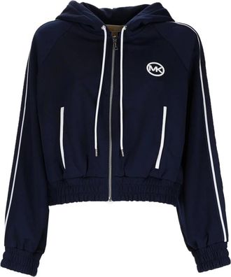 Michael Kors Contrast Zip Front Track Jacket - Dames - Vesten met rits - Blauw - S - Polyester - Hoodies & sweatvesten