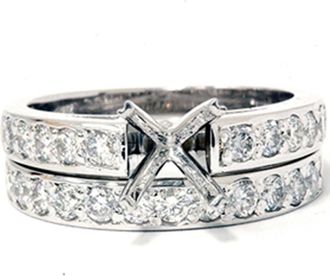 Pompeii3 7/8ct Diamond Semi Mount Ring Set 14K White Gold